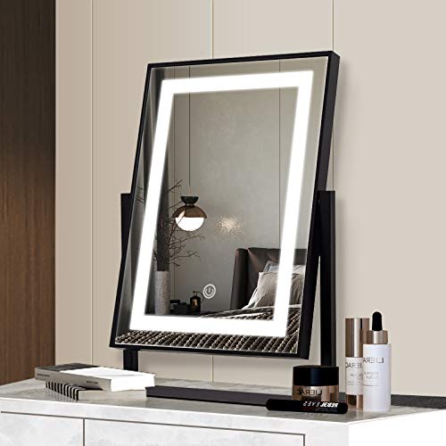 ANDY STAR Black Vanity Mirror with Lights, Modern LED Lighted Makeup ...