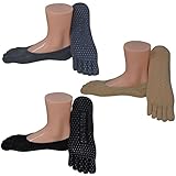 Non Skid Non Slip Yoga Socks Pilates Socks with Grips - 3 Pair