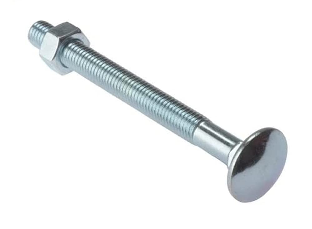 Merriway BH04830 (10 Pcs) Carriage Bolts with Nuts, M8 x 75 mm (5/16 Inch x 3 Inch), Zinc Plated - Pack of 10 Pieces