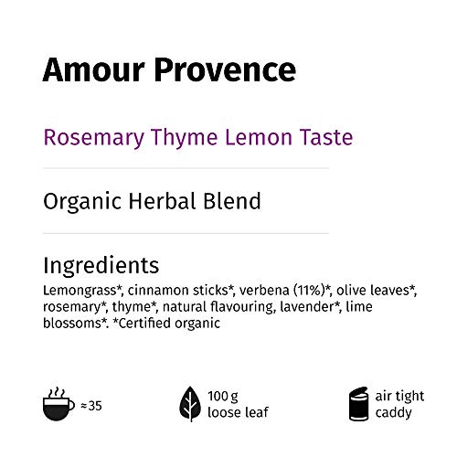 "Amour Provenceâ Kräutertee Lose Dose Bio, Thymian Rosmarin Zitronen Geschmacksbombe | ca. 35 Tassen - 100 Gramm Loser Tee von alveus – Bild 7