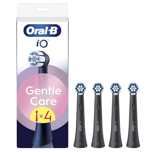 Oral-B Gentle Care Ersatzbürsten, Schwarz, weich, geeignet für empfindliches Zahnfleisch, runde Bürste für elektrische Zahnbürsten, Oral B iO, 4 Stück