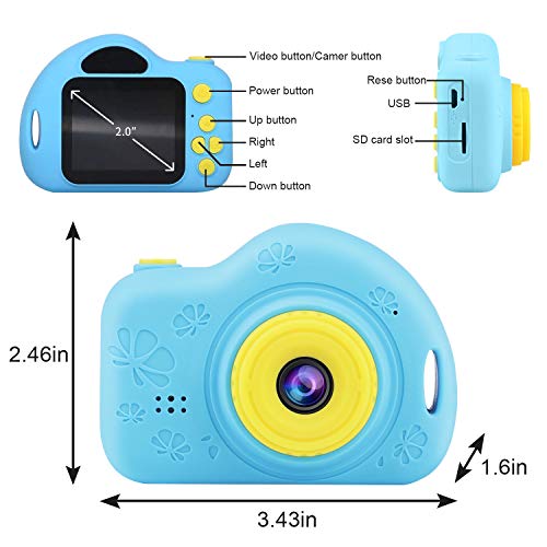 CHUNXU Kids Camera,Digital Video Camera for 3-10 Years Old Girls Boys,32GB SD Card Rechargeable Battery Compact Cameras for Children Birthday (Blue)
