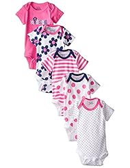 Apparel: Gerber Baby-Girls Variety Onesies Brand Bodysuits, Flowers, Newborn (Pack of 5) - Gerber Children's Apparel