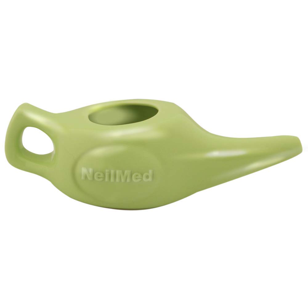 NeilMed Classic Porcelain Neti Pot Green with 30 Premixed Packets