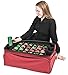 [Red Christmas Ornament Storage Box with Dividers] - (Holds 72 Ornaments up to 3 Inches in Diameter) | Acid-Free Removable Trays with Separators | Extra Front and Side Pockets for Additional Storage