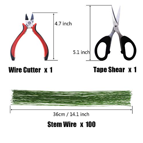 Jyongmer 12Pcs Floral Arrangement kit, Floral Craft Tools with 6Pcs Floral Tape 26 Gauge Stem Wire 22 Gauge Paddle Wire 2Pcs Double-Sided Tape, Floral Wire Cutter Shears for Bouquet Stem Wrap Florist - Thumbnail 2