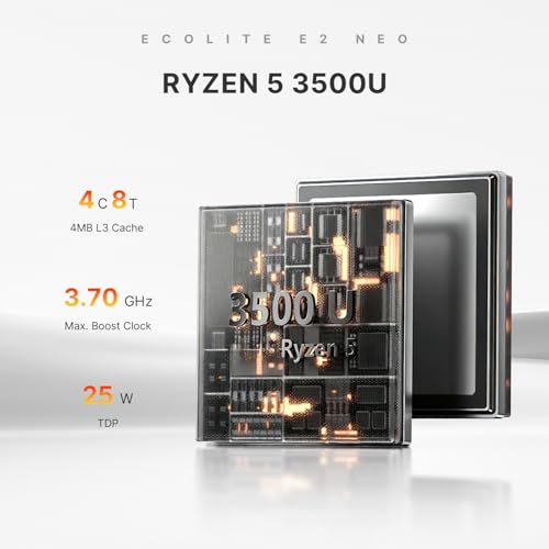 BOSGAME E2 Neo Windows 11 Pro Business Mini-PC AMD Ryzen 5 3500U, 4C 8T, bis zu 3,7 GHz, 16 GB DDR4 RAM, 512 GB SSD, 4K@60Hz Triple Display, HDMI, Type-C, USB3.2, LAN, Wi-Fi 5, Bluetooth 5.0