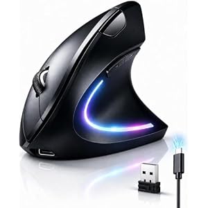 縦型ワイヤレスマウス Bluetooth 5.2 2.4GHz 無線マウス Type-C充電式 3段階DPI 800/1200/1600 人間工学デザイン