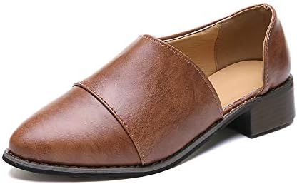 Blivener Women's Casual Slip On Loafer Pointed Toe Cut Out Slip On Office Casual Dressy Ankle Boot 03Brown EU36