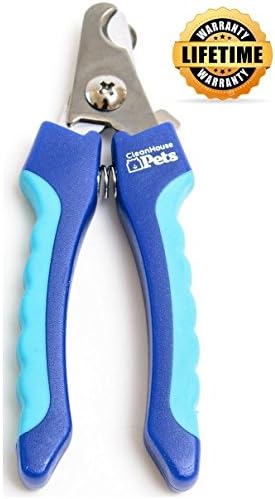 CleanHouse Cat and Dog Nail Clippers - with Safety Guard - Stainless Steel - Easy to Use - Pet Nail Clipper for Small Cats to Large Dogs