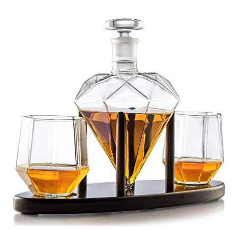 1 Diamond+Whiskey+Decanter+Glasses+Mahogany