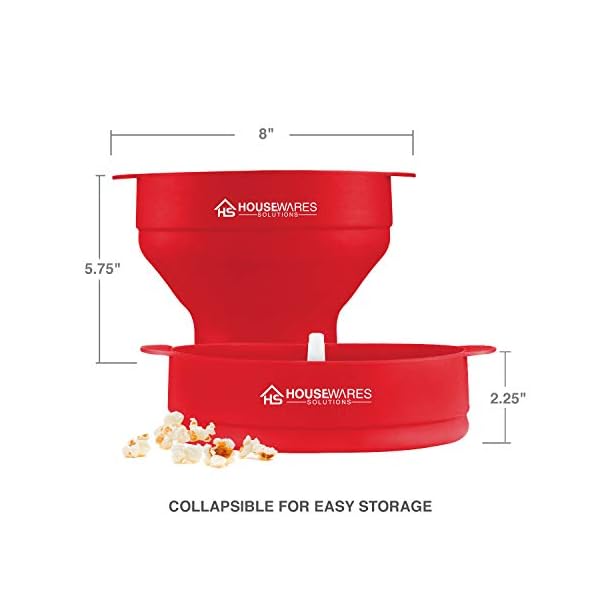 Collapsible-Silicone-Microwave-Hot-Air-Popcorn-Popper-Bowl-with-Lid-and-Handles-Red Collapsible Silicone Microwave Hot Air Popcorn Popper Bowl With Lid and Handles (Red)