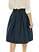 Allegra K Women's High Waist Floral Jacquard Pleated A Line Skirt L Navy Blue