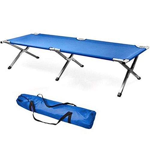 World Pride Single Aluminium Frame Folding Camp Bed/Cot With Carry Bag,Max. Load: 200 lbs,Blue