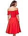 50s Style Red Christmas Dress Off Shoulder Bridal Showers Dress (Red, L)