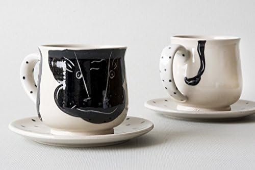 Handmade Pottery Coffee Mug with Saucer / Limited Edition