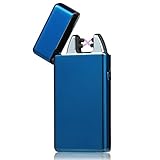 Kivors Rechargeable Windproof Arc Lighter Flameless Electronic Plasma Double Arc Cigarette Lighter (Blue C)
