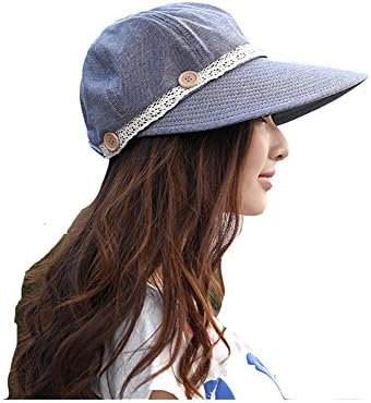 Km Korean Version Uv Protection Hat Beach Hat Large Brimmed Sun Cap (denim blue)