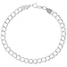 Sterling Silver Double Link Charm Bracelet 5.3 mm light weight Nickel Free Italy 3/16 wide 7 inch