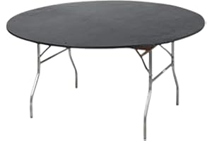 Kwik-Covers 60" Round Fitted Plastic Table Covers, 5 Pack (Black)