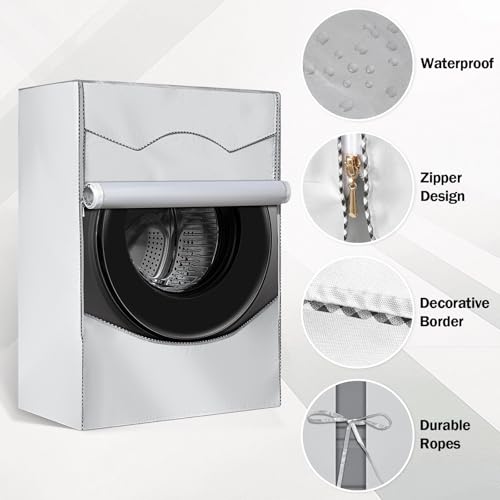 Cozary Waterproof Outdoor Washing Machine Cover, Oxford 420D Washing Machine with Zip, UV Protection Anti-Dust Cover for Washing Machine and Dryer 60 x 65 x 85 cm