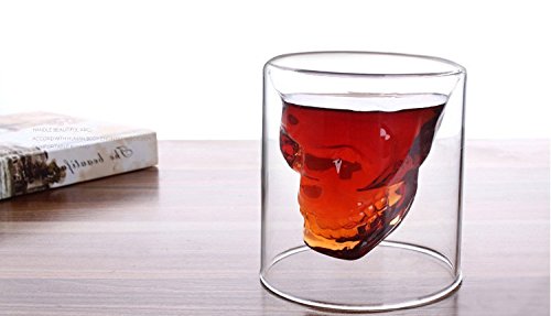 Blue Stones Creative Skull Shot Glass Beer Cup Double Layer Transparent Wine Whiskey Cup Drinkware Milk Juice Mug