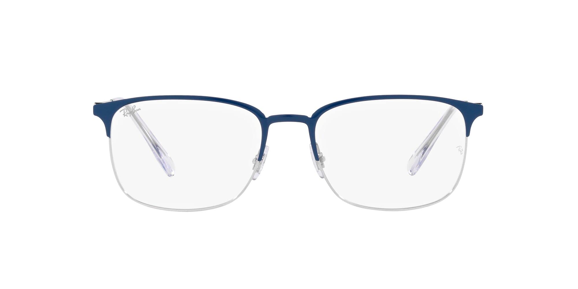 Photo 1 of Ray-Ban RX6494 Square Prescription Eyewear Frames, Blue on Silver/Demo Lens, 54 mm