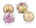 Amazon Collection 14k Yellow Gold Pink Cubic Zirconia Reversible Stud Earrings (1/2 cttw)