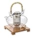 BonJour Tea Handblown Glass “Zen” Teapot with Stainless Steel Infuser and Bamboo Trivet, 42-Ounce