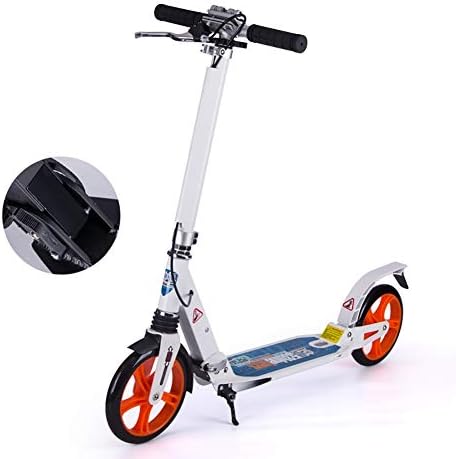 Adult Teens Kick Scooter with 2 Large Wheels, Folding Commuter Scooters with Hand Brake and Footbrake, Support 220lbs, Non-Electric