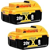 Replacement for Dewalt 20V Max Battery: 2Packs 8.0Ah Replace Battery Compatible with Dewalt 20V Cordless Power Tools DCB200 D