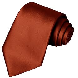 KissTies Rust Tie Toffee Brown Solid Satin Necktie