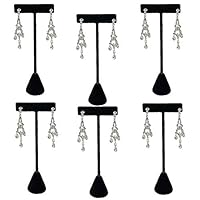 CuteBox 6 Pcs 4.75" Black Faux Velvet Earring T Stand Display T Shape Showroom, Tradeshow, and Showcase Display