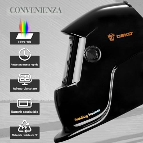 DEKO Darkening Welding Helmet: True Color Solar Powered Self Darkening Welder Mask Hood Helmets