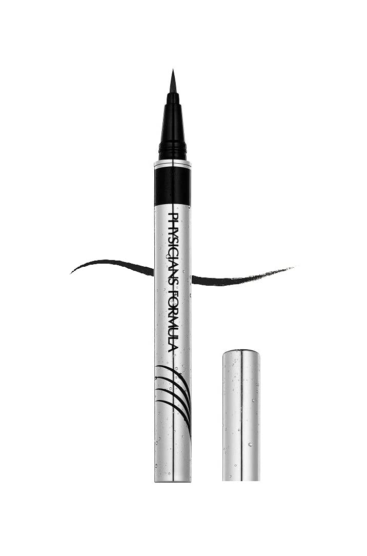 Physicians Formula - Eye Booster Waterproof Ultra-Fine Liquid Eyeliner - Ultra-Precise Liquid Eyeliner - Easy to Apply - with Waterproof Complex, Lash-Conditioning Serum, and Peptides - Blackest Black