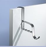 mDesign Over the Door Valet Hook for Coats, Hats, Robes, Towels - 1 Hook, Brushed Stainless Steel