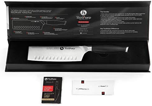 TooSharp Couteau de Chef Nakiri, 7 Pouces Couteaux de Cuisine Professionnels, Prime G-10 Garolite Poignée Allemagne Antiadhésif Haute teneur en Carbone Acier X50CrMoV15-7 (180mm) - Cuisine A Vivre TooSharp Couteau de Chef Nakiri, 7 Pouces Couteaux de Cuisine Professionnels, Prime G-10 Garolite Poignée Allemagne Antiadhésif Haute teneur en Carbone Acier X50CrMoV15-7 (180mm)