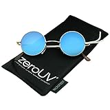 zeroUV - Small Retro Lennon Inspired Style Colored Mirror Lens Round Metal Sunglasses 41mm