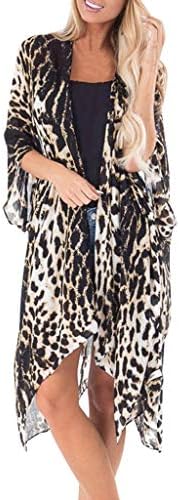 Chiffon Shawl Leopard Print Kimono Cardigan Top Cover Up Blouse Beachwear Women