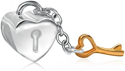 Key to My Heart Charms - 925 Sterling Silver Bead - for European Compatible Brand Bracelet