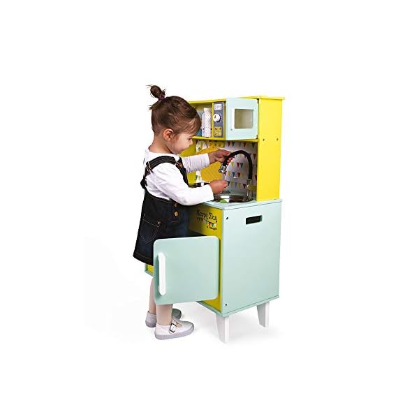 Janod - Big Wooden Play Kitchen - Happy Day - With Fridge and Microwave Oven, Sound and Light - Pretend Play Toy Kitchen… – Bild 6