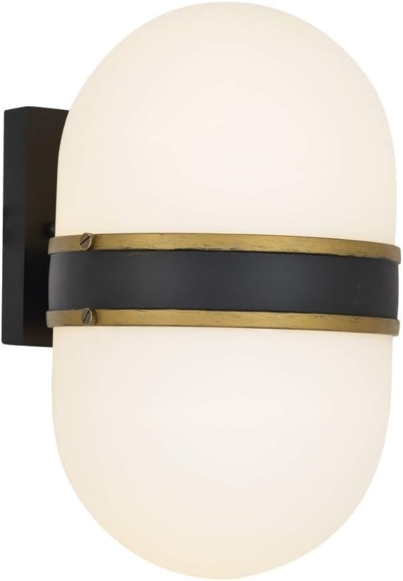 2Light Matte Black/Textured Gold Outdoor Wall Sconce Black