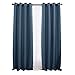 jinchan 75% Blackout Linen Textured Curtain 84 Inch Long for Living Room Room Darkening Thermal Insulated Grommet Top Window Drape for Bedroom 52x84 Blue 1 Panel