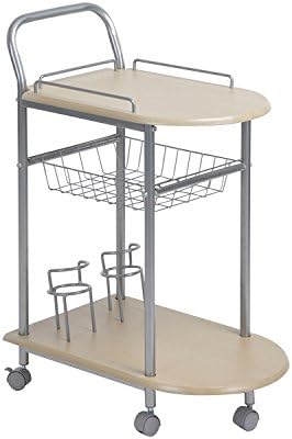 ASUUNY Wood &amp;Metal Bar Carts On Wheels 3-Tier Kitchen Serving Rolling Storage Cart Dinner Room Tea Wine Holder Serving Cart