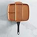 VonShef Grill Pan Non Stick Aluminum, Divided Section Pan Easy Clean Griddle With Copper Colored Interior and Stainless Steel Handle, Induction Hob Ready, 11