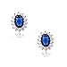 Sterling Silver Oval Created Sapphire/Tanzanite/Rainbow CZ Princess Diana/Kate Middleton Earrings