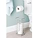 mDesign Free Standing Toilet Paper Holder Stand and Dispenser, with Storage for 3 Spare Rolls of Toilet Tissue While Dispensing 1 Roll - for Bathrooms/Powder Rooms - Holds Mega Rolls - Satin