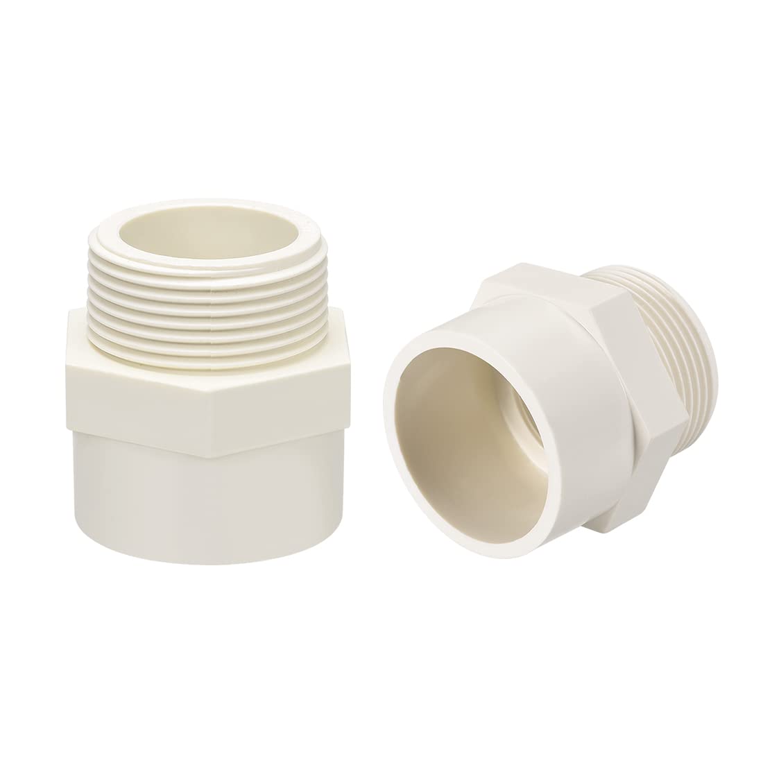 sourcing map 50mm Slip X G1-1/2 Male Thread PVC Pipe Fitting Adapter Connector 2Pcs
