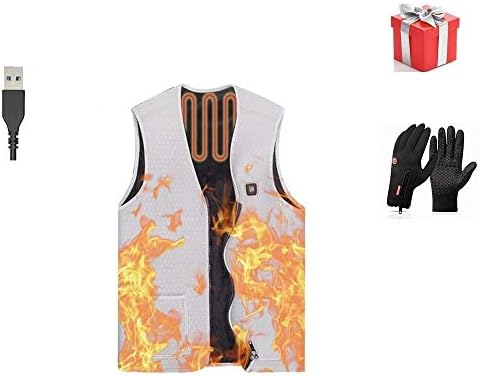 Electric Heated Vest, Washable USB Powered Heated polar fleece Clothing Winter Warm Gilet Give a Pair of Outdoor Touchscreen Gloves