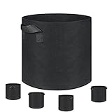 Grow Bags, Root Pouch, 5-Pack 10 Gallon Plantmate Flower Plant Hydroponic Fabric Pot Container with Handles (Black)